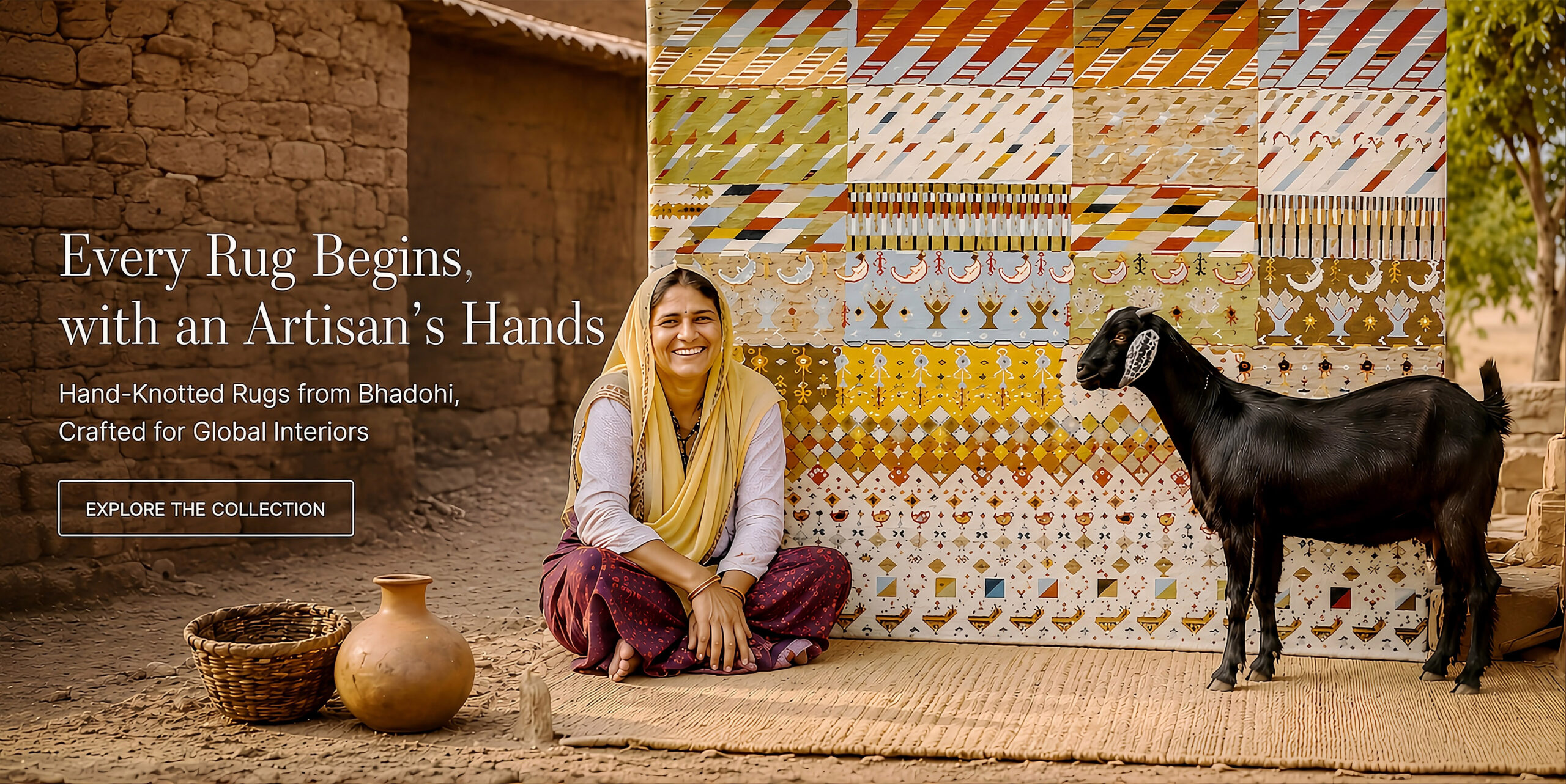 Handmade carpet artisan weaving rug in Bhadohi
