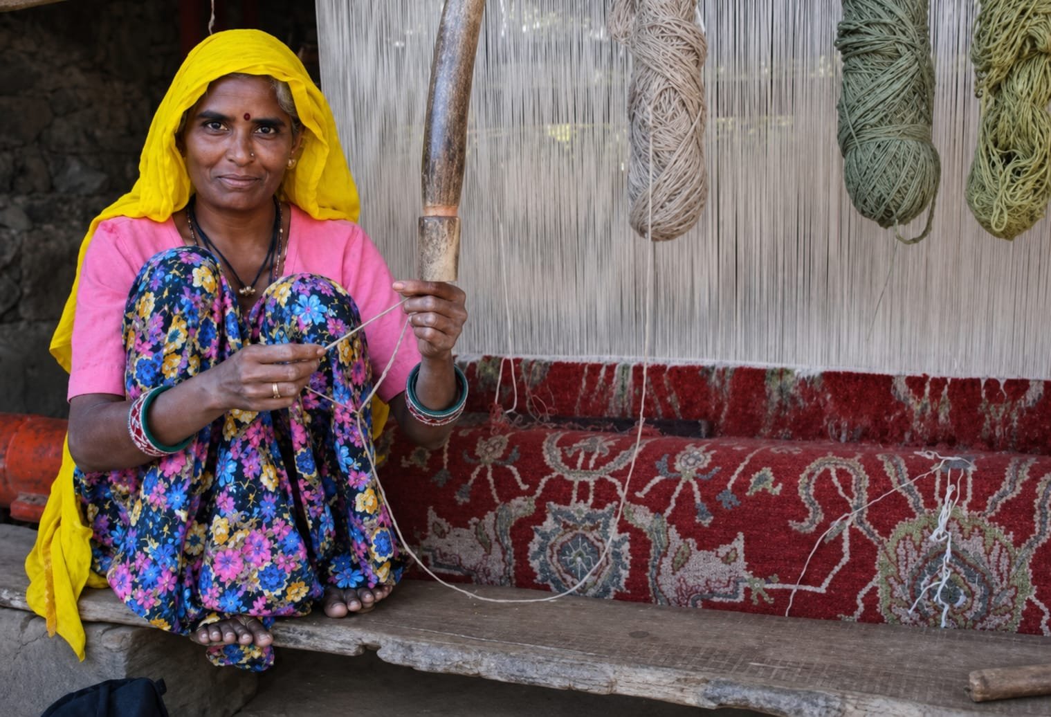 Handmade rug weaving at Emporio Rugs in Bhadohi