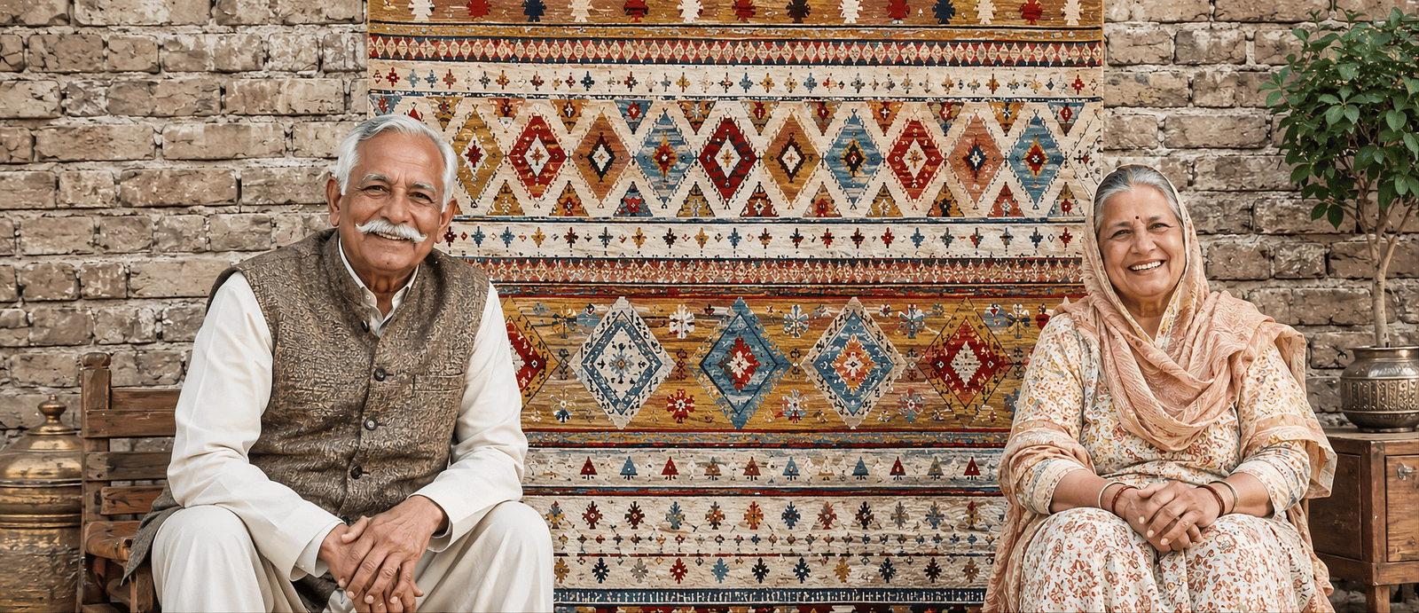 Handmade carpet artisan weaving rug in Bhadohi