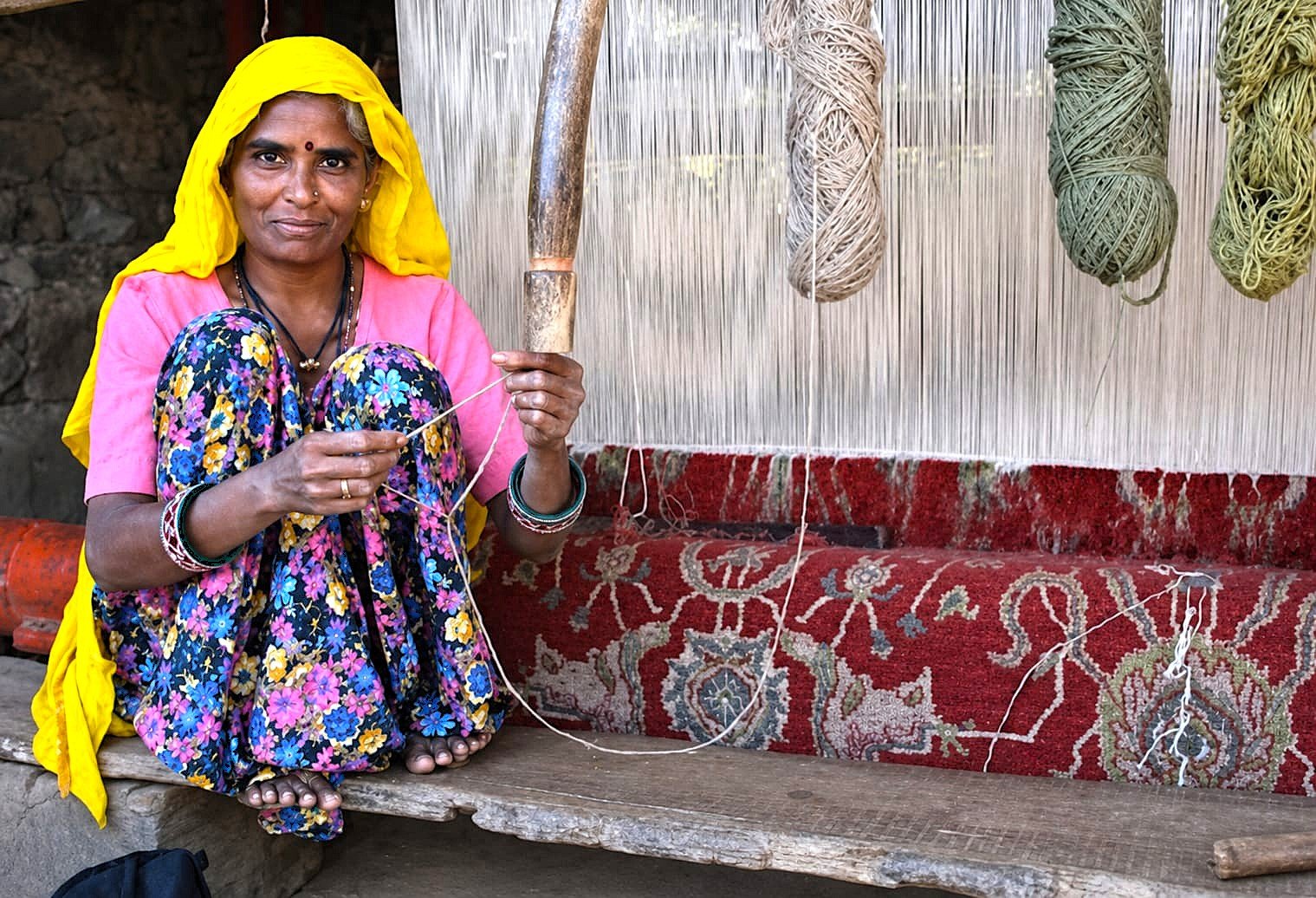Handmade rug weaving at Emporio Rugs in Bhadohi